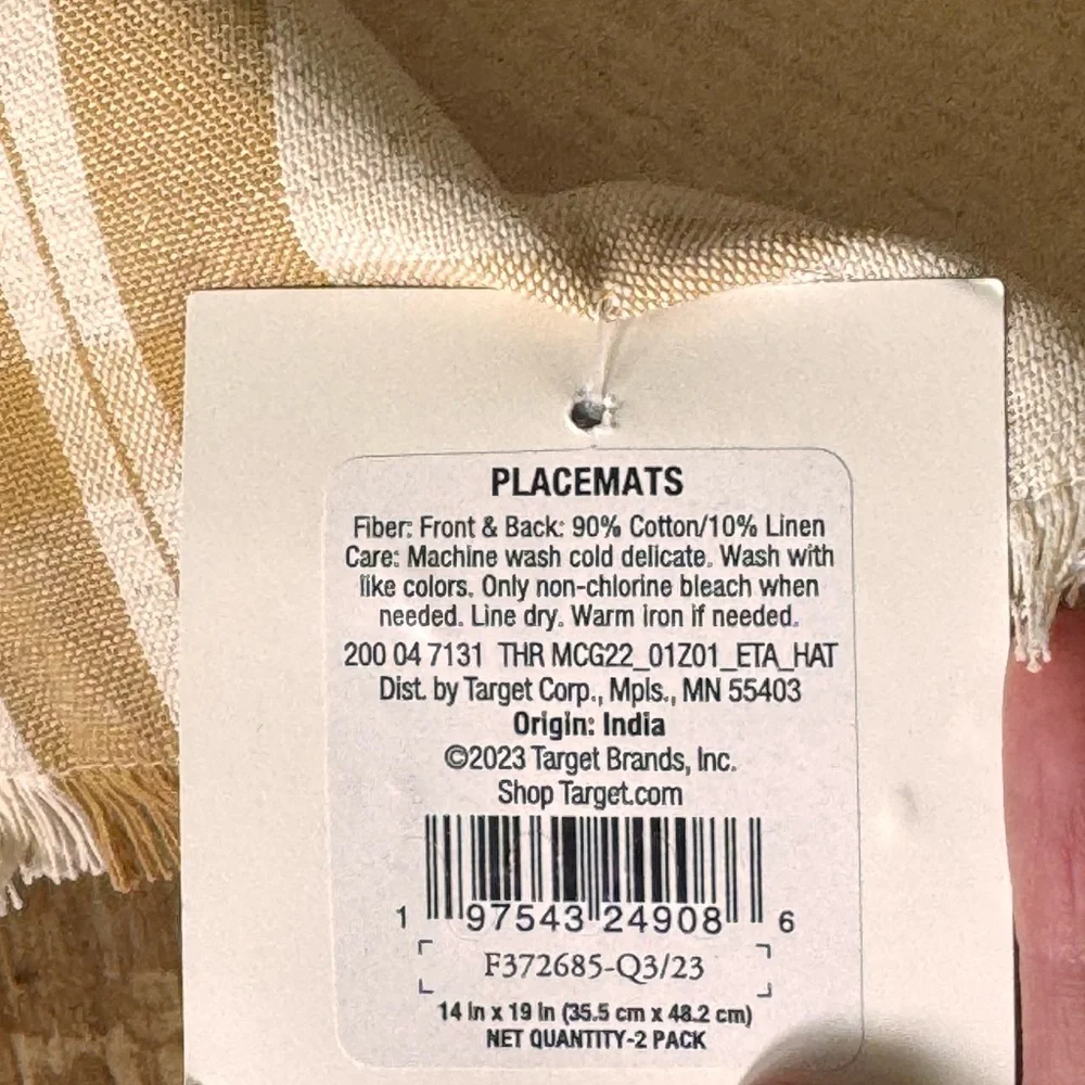 Threshold Studio McGee 2pk Basket Tan Plaid Placemats